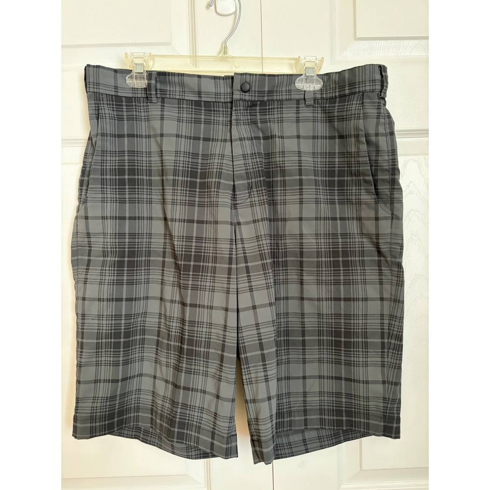 Nike Golf Tour Performance Dri-FIT Grey Plaid Shorts Mens 34 Golfing Athletic